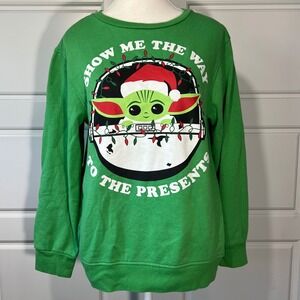 Star Wars Grogu Christmas Sweatshirt XL Green Show Me The Way Presents‎ Holiday